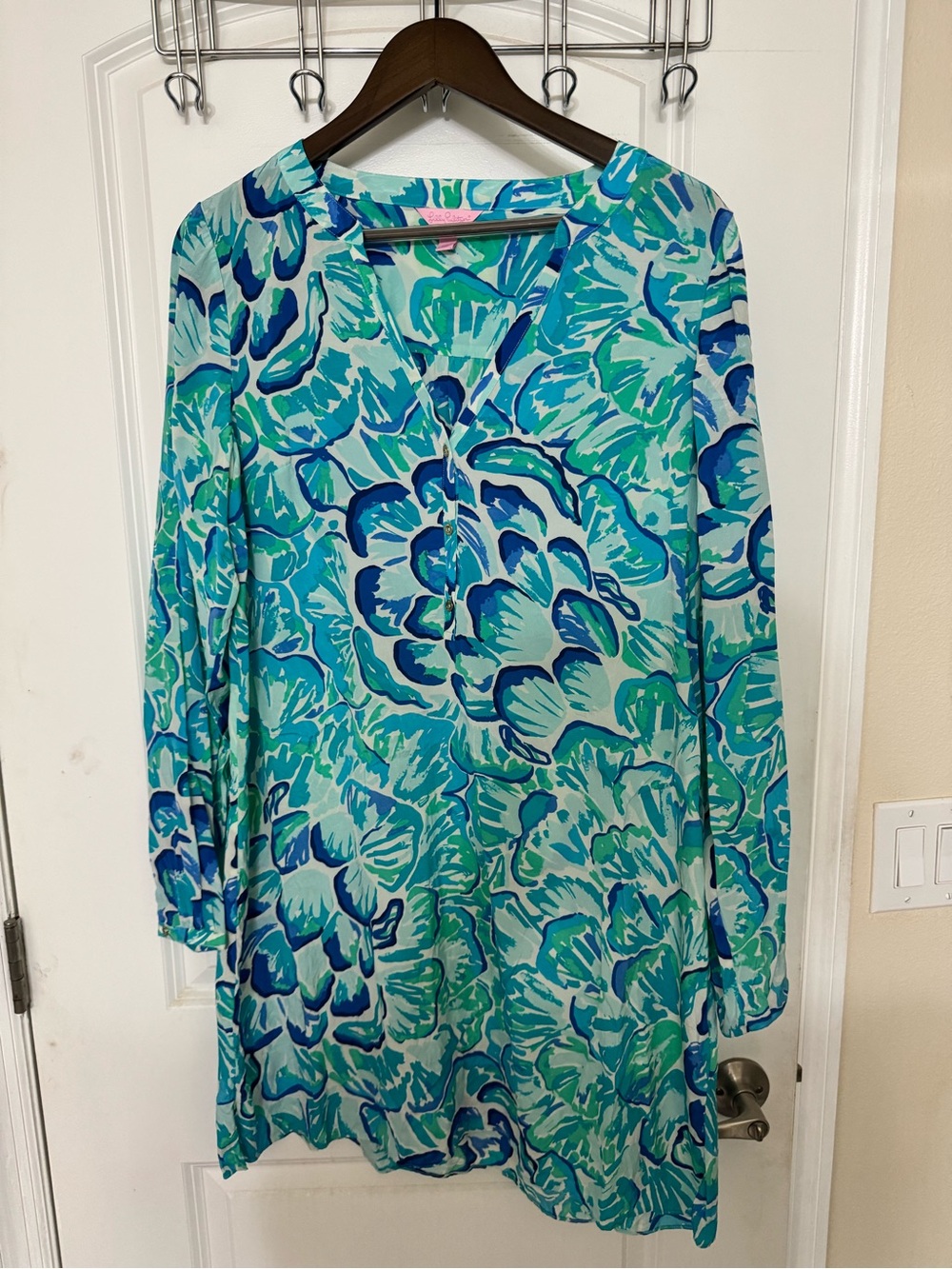 Lilly Pulitzer Delphine Silk Tunic Dress “Agate Green Lazy River”
